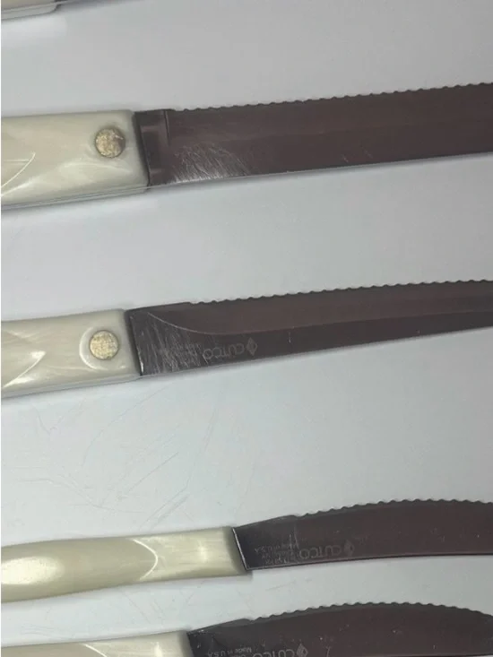 White Pearl Handle Kitchen Knife and Scissor Set - 10 Piece Home Kitchen Cutlery - Picture 4 of 9